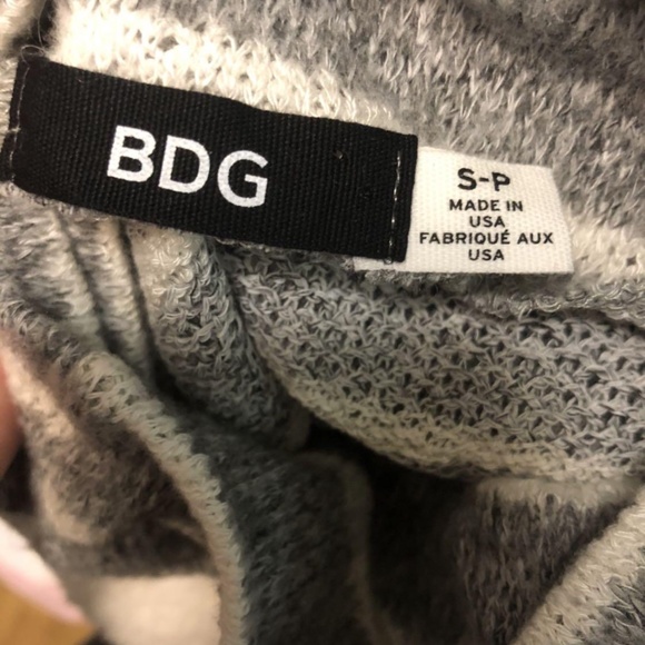 BDG Grey Striped Mock Neck Sweater - Picture 2 of 2